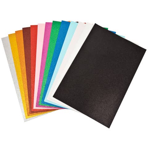 Foam in gomma Nikoffice EVA formato A4 colori assortiti glitterato non adesivo - conf. 10 fogli - 23NIK132
